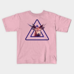 Geometric purple deer head triangle Kids T-Shirt